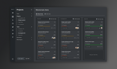 Task management: to do list dashboard (Dark Mode) app appdesign dashboard design desktop management product task todo ui uiux ux web webdesign website