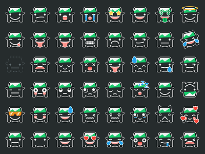 Fleetmojis v2.0 black car emoji expressions faces fleet green illustration slack smile truck vector