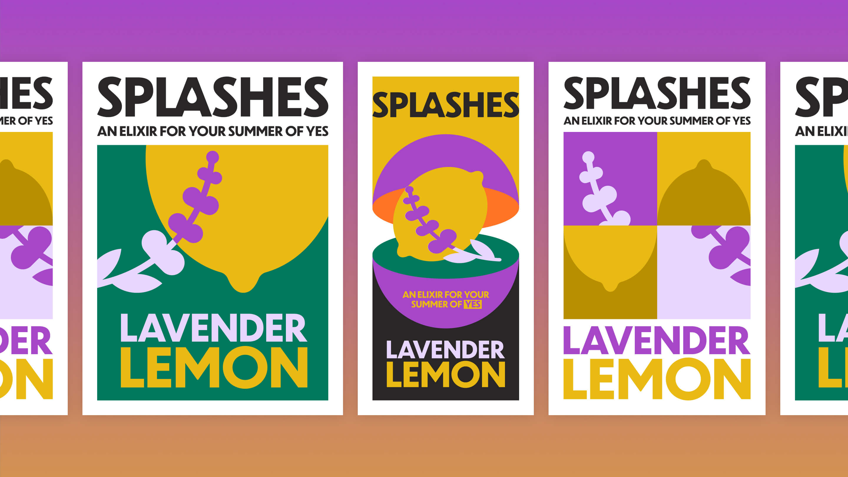 Splashes Craft Cocktails: Identity, Website, & Campaign bauhaus bottles branding coaster coasters craft cocktail donation fundraiser giving back labels lavender lemon logo merch non profit pancreatic cancer awareness social media swag visual identity website