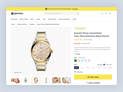 Watch Store Landing Page clean clock cro ecommerce minicart minimal pdp product design product details product page vintage watch watch store watch store website web design website design