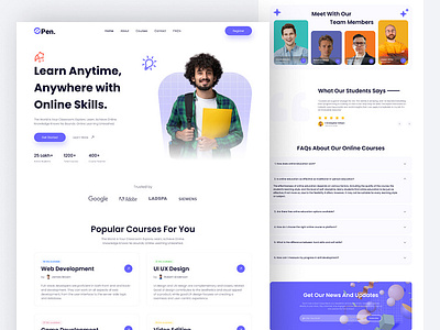 Educational Landing Page Design design fiverr freelancer freelancing illustration landing page design ui upwork web design wordpress