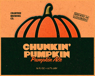 Chunkin' Pumpkin by Crabtree Brewing Label Concept beer beer label craft beer design graphic design illustrator label label design photoshop