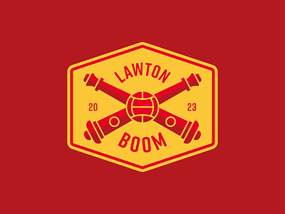 Lawton Boom FC Crest badge branding cannon crest football futbol icon illustration lawton logo mark military negative space oklahoma shield soccer sports type vector