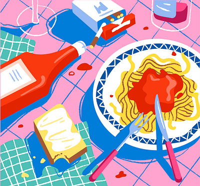 Yummy brand breakfast color design graphic design illustration pink vector