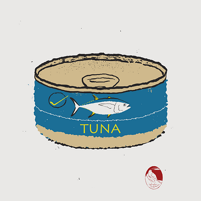Tuna can digitalart digitaldesign fish graphicdesign illustration illustrator mid century texture tuna vector