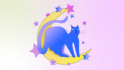 cat&moon design graphic design il illustration vector