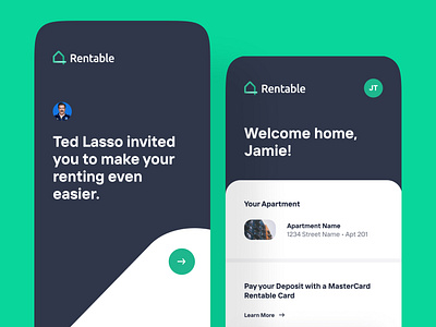 Rentable - UI design for Mobile Homescreen design mobile product design ui ux web design