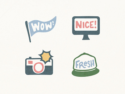 Website Icons - Hot Dog! Design Studio branding camera custom icons fresh fun hand drawn hand lettering happy icon design icons illustration lettering nice quirky retro simple ui vintage website wow