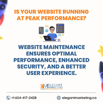 Website Maintenance - Elegant Marketing in Surrey: (604)417-2428 branding digital marketing services google ads graphic design logo search engine optimazation secure web hosting social media marketing website design development website maintenance