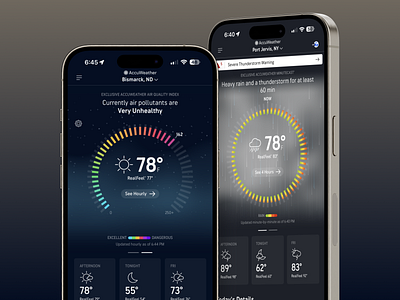 Air Quality & Precipitation Dials - AccuWeather android app design data ios product design ui visualization weather