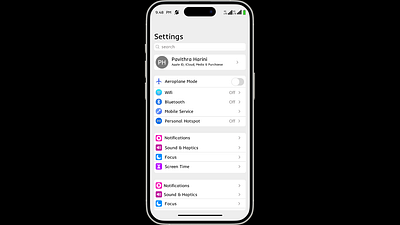 Day07 of the 100-Day Daily UI Design Challenge: Settings Page 100dayschallenge animation dailyui day1dailyui design iphone iphone15pro iphone15prodesigns settings settings page ui