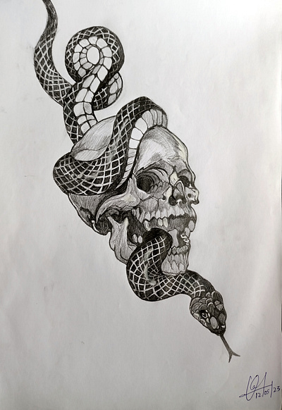 Skeletons and serpents, a deadly duo. art black danger paper paper art poison serpents sketch skull skullsketch snake snakesketch snakewar twistedsnake venom