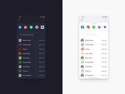 Social Share - Daily UI #010 daily ui dailyui dark them design system light theme socia social share ui ui kit