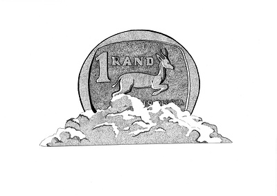 Cloudy with a chance of... artwork cloudy coin illustration illustrator ink micron money onerand oudtshoorn pointillism southafrica