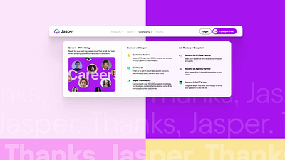 Jasper Homepage ai branding homepage motion graphics ui