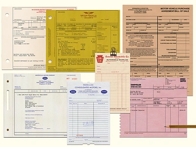 Vintage Receipt Designs branding car film design form forms graphic prop design graphic props invoice prop design receipt retro sign design typography vintage vintage designs vintage form vintage graphic vintage sign vintage type wes anderson