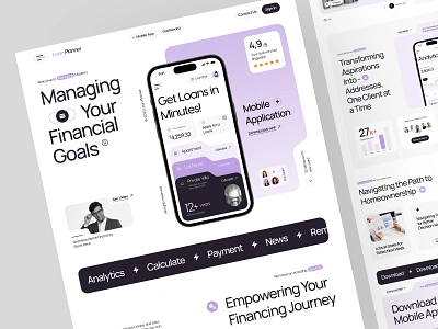 Loan Planner - Fintech Landing Page dashboard design figma financial fintech landing page loan analytics loan landing page loan planner mobile app design mortgage landing page ui design ux design web design