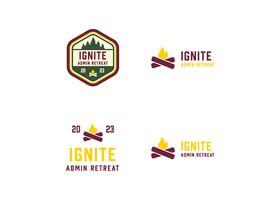 2023 Admin Retreat branding cabin camp campfire graphic design ill illustration log logo retreat vector woods