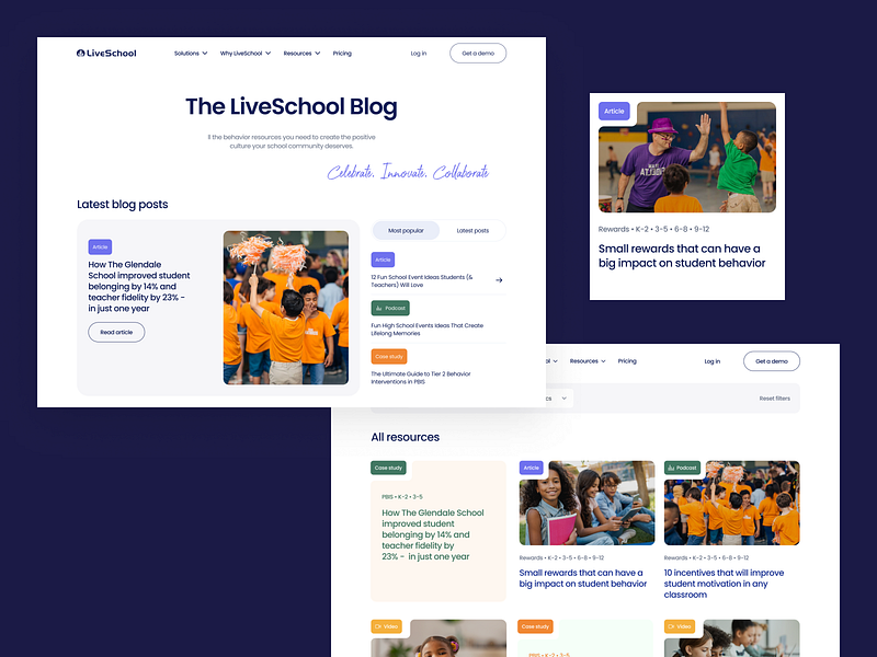 Edtech Website Blog Design | LiveSchool blog blog design blog ui edtech education education app school schools management web design webflow webflow design website design