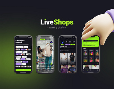 LiveShops - live-streaming marketplace design e commerce figma live marketplace mobile design platform product design stream ui ux