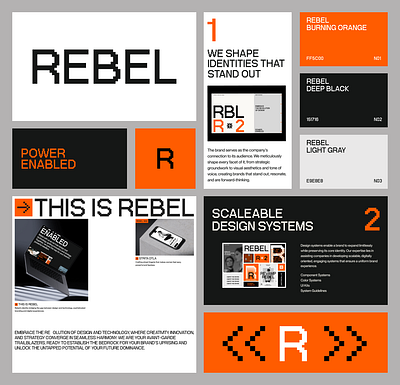 REBEL - brand visual system branding design minimal ui web