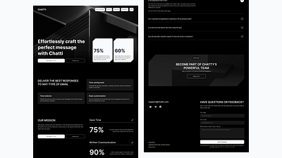 Landing Page for Chatti 3d about us ai banner black cards contacts faq form inputs landing landingpage minimalism ui