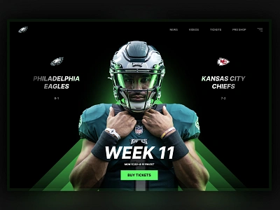 Philadelphia Eagles black branding chiefs clean cowboys design eagles figma football home page illustration modern national football league nfl nflnews philadelphia sport superbowl ux ui design visual design