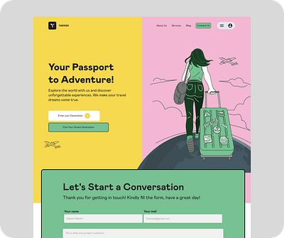 Travelling Page with Neubrutalism style product design ui