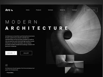 Architecture Company Design Concept arc architecture black branding construction dark design explore illustration landing landingpage quote shot ui uiux ux