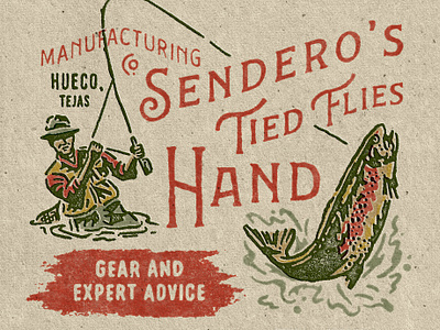 Sendero Flying Fish badge design branding fish fishing illustration merchandise sendero vintage western