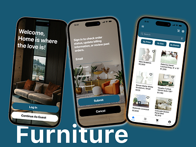 E-Commerce Furniture iOS App abode xd branding canva cart chair design figma furniture ikea ios logo shopping sofa ui ux ux design