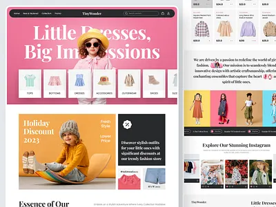 TinyWonder - Girls' Fashion Store beauty child children clothes clothing e commerce ecommerce fashion fashion store girls kid landing page marketplace pink shop store style uiux web design website ui design