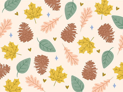 Autumn Leaves autumn cottage core cozy cozy art cute illustrations digital illustration fall fall leaves illustration pattern soft color