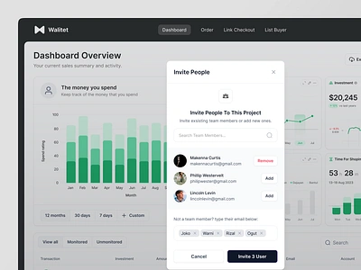 Invitation People Walitet - Dashboard Finance bank bank card banking design digital wallet app e wallet finance design finance ui financial fintech fintech app fintech dashboard fintech product payment product design saving transactions ui ux wallet