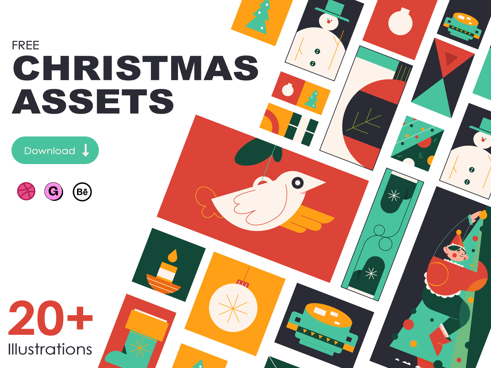 CHRISTMAS PATTERN (free to use) asset assets candy christmas cone flat free geometrical holiday illustration lights new year pattern snowman sock toy tree vector warmth winter