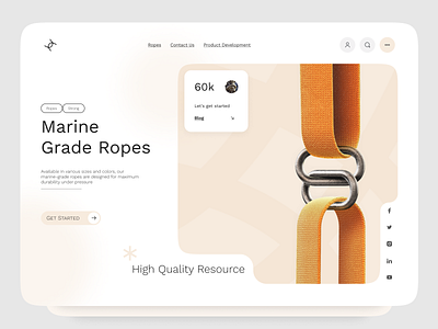 Landing page website - Marine Rope clean clean design landiing landingpage marine marinerope mobile rope simple textile ui uiux ux virtual reality vr web webdesign website