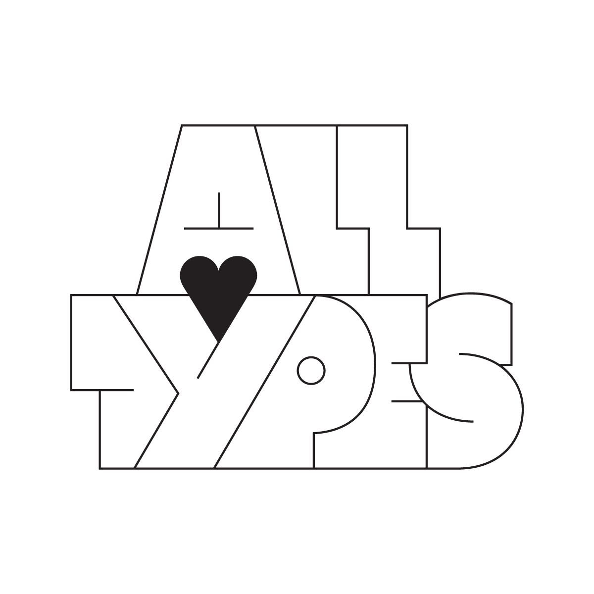 Heart All Types custom design lettering tote type typography
