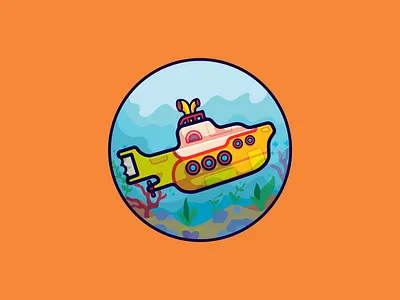 Yellow Submarine Cartoon illustration boat cartoon character cute dive fun icon illustration marine mascot sail sea ship sub submarine transport underwater vector vehicle yellow