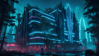 Gothic futuristic Museum cyberpunk art cyberpunk city futuristic art gothic neon sci fi wallpaper