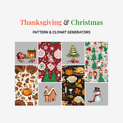 Thanksgiving & Christmas Pattern & Clipart chrismas christmas clipart generative hanksgiving pattern thanksgiving vector