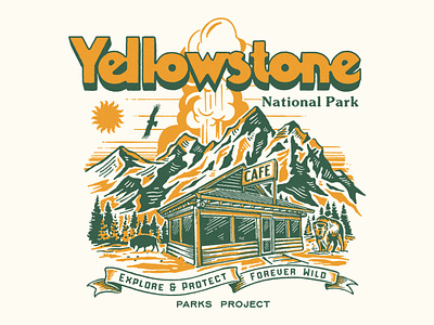 (1/3) DESIGN for PARKS PROJECT "Yellowstone National Park" cmptrules graphic design illustration parksproject vintage vintage design yellowstone
