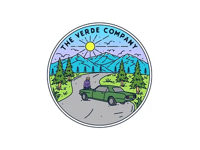 The Verde Company adventure apparel badge brand branding design emblem graphic design illustration label landscape line line art logo logo design logos monoline sticker vector vintage