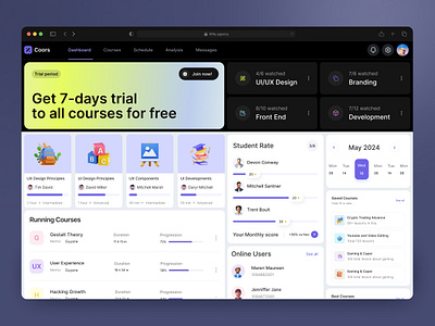 Education Course Dashboard Design dashboard dashboard design e learning dahsboard education education dashboard product design saas ui ui ux ux web app web app desing web design web ui wily