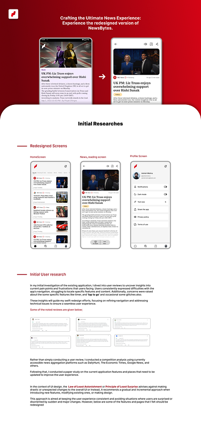 News Bytes App quick UX redesign branding figma news reading app product design ui uiux user experience design user interface design ux visual design