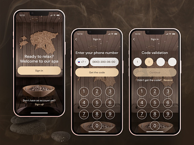 Spa Sign In/ Sign Up button code cta design interface ios luxury mobile mobile app phone registration screen sign in sign up sms spa ui ux validation welcome