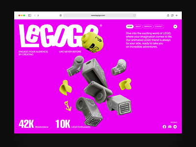 LEGOGO® - Web UI Concept 3d branding creative design game graphic design illustration inspiration lego mobile modern motion graphics orange pink stylish ui ui design ux ux design