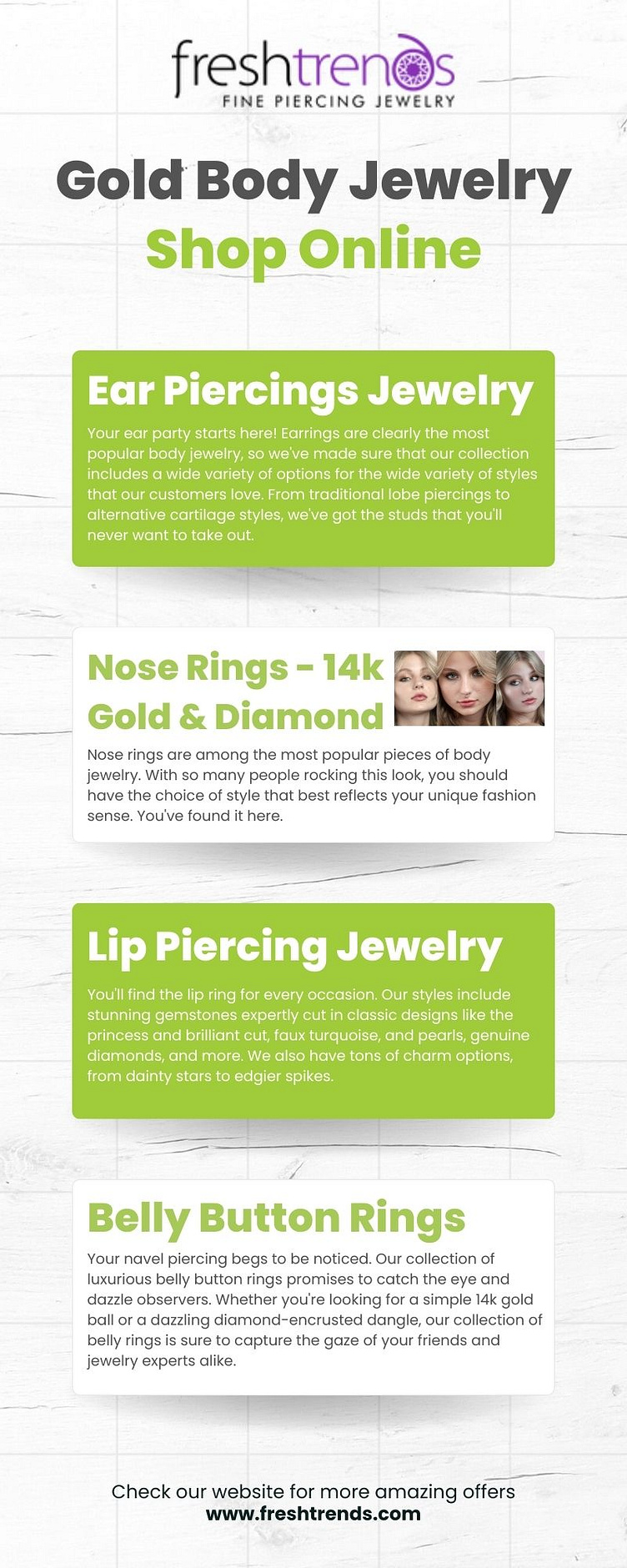 Shop Our Wide Selection of Body Jewelry for Piercings by FreshTrends on