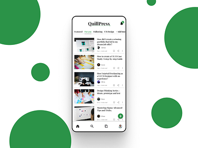 QuillPress Homescreen Redesign: A Nod to Medium figma design medium app mobile app design redesign ui challenge ui design