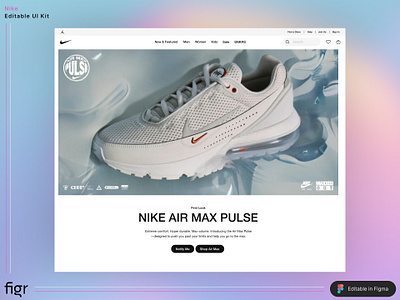 Nike Web UI (Recreated) design ecommerce editable figma free kit nike ui kit nike website product product designing puma shoes website ui ui kit ui template ui ux ux web design webapp website