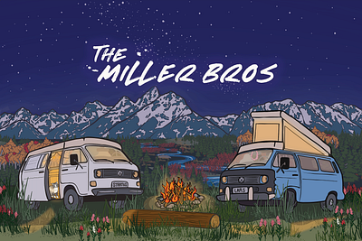 The Miller Bros Postcard adobe fresco branding illustration